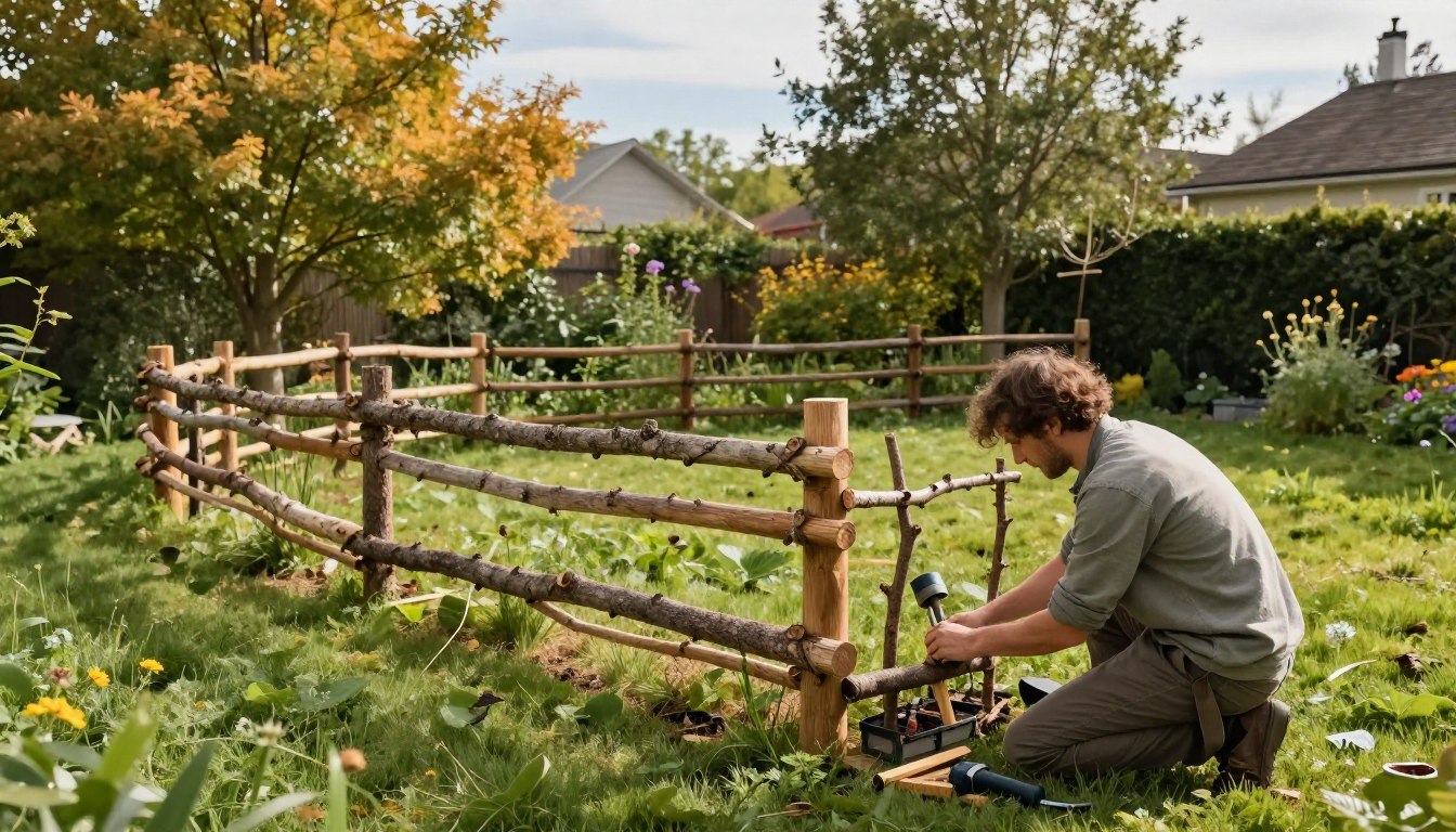 jak zrobić płotek z gałęzi
